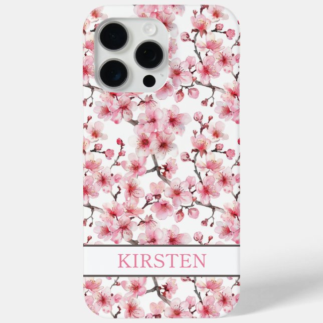 Coques Case-Mate iPhone Cherry Blossoms Sakura Pattern Monogrammed (Verso)