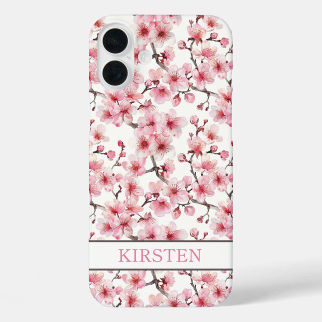Coques Case-Mate iPhone Cherry Blossoms Sakura Pattern Monogrammed (Verso)
