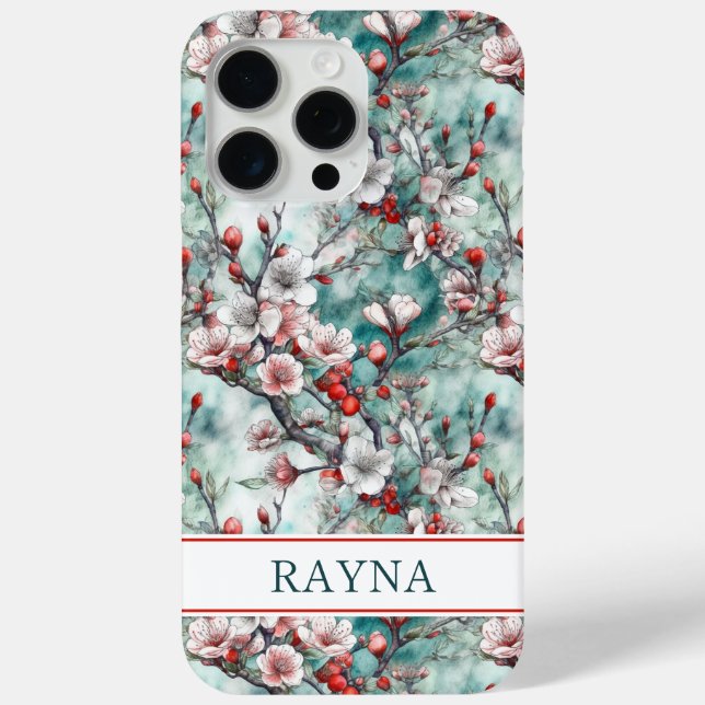 Coques Case-Mate iPhone Cherry Blossoms Sakura Print Monogrammed (Verso)