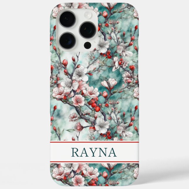 Coques Case-Mate iPhone Cherry Blossoms Sakura Print Monogrammed (Verso)