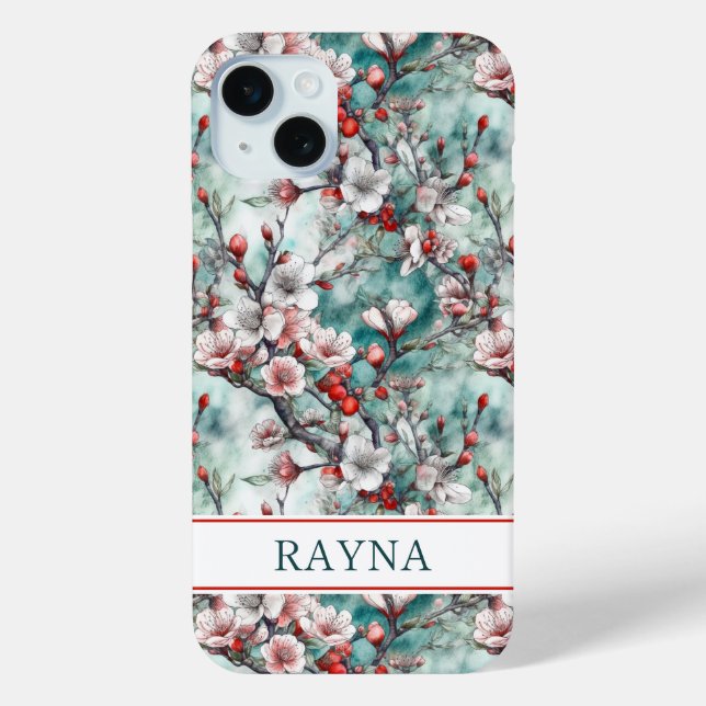 Coques Case-Mate iPhone Cherry Blossoms Sakura Print Monogrammed (Verso)