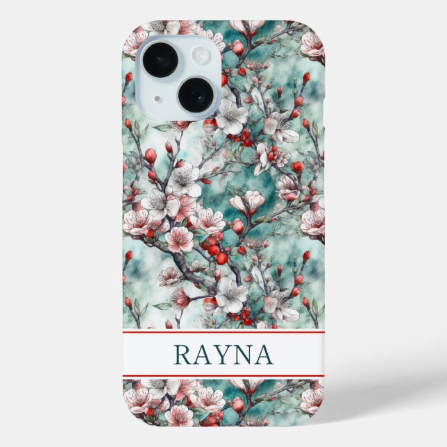 Coques Case-Mate iPhone Cherry Blossoms Sakura Print Monogrammed (Verso)