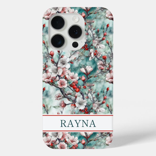 Coques Case-Mate iPhone Cherry Blossoms Sakura Print Monogrammed (Verso)