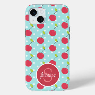 Coque Case-Mate iPhone Cherry et bleu Polka Motif personnalisé
