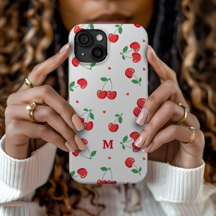 Coque Case-Mate iPhone Cherry Hearts Monogramme personnalisé