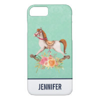 Cheval à roche vintage avec Bouquet floral