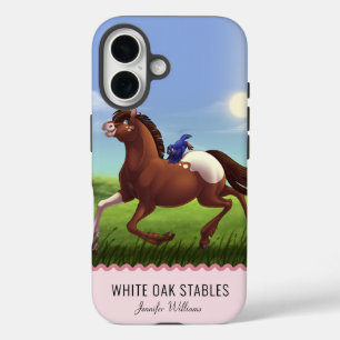 Coque Pour iPhone 16 Cheval au Galop Monogramme Personnalisable