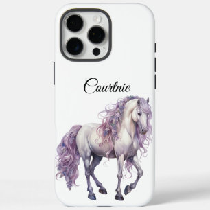 Coque iPhone 16 Pro Max Cheval blanc de Lavande romantique