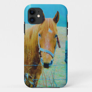 Coque iPhone 11 Cheval bleu Denim teinté