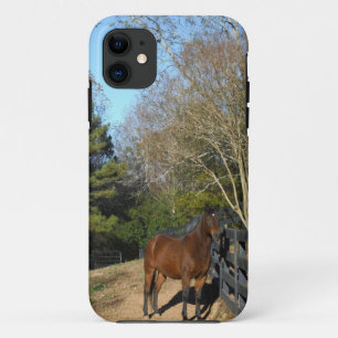 Coque Case-Mate iPhone Cheval brun contre une clôture