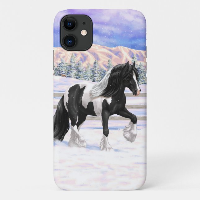 Coques Case-Mate iPhone Cheval d'attelage de la bandelette tzigane noire d (Dos)