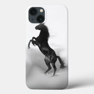 iPhone 13 Case Cheval d'élevage blanc noir Silhouette