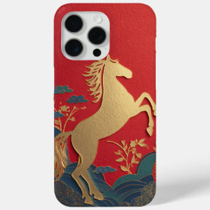 Coque Case-Mate iPhone Cheval en or mignon japonais éléphant rouge élégan
