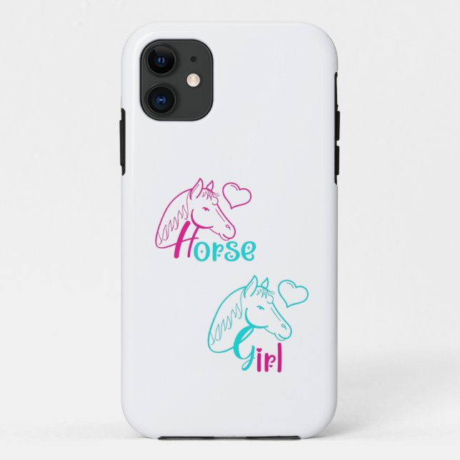 Coques Case-Mate iPhone Cheval Girl en rose et turquoise (Dos)