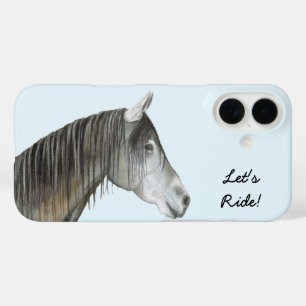 Coque Pour iPhone 16 Cheval gris