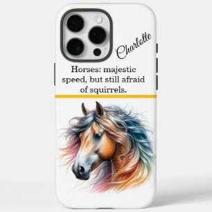 Coque iPhone 16 Pro Max Cheval majestueux à crinière colorée. IA générativ