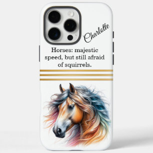 Coque iPhone 16 Pro Max Cheval majestueux à crinière colorée. IA générativ