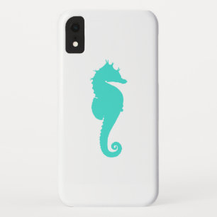 Coque Case-Mate Pour iPhone Cheval Marin Turquoise sur Fond Blanc