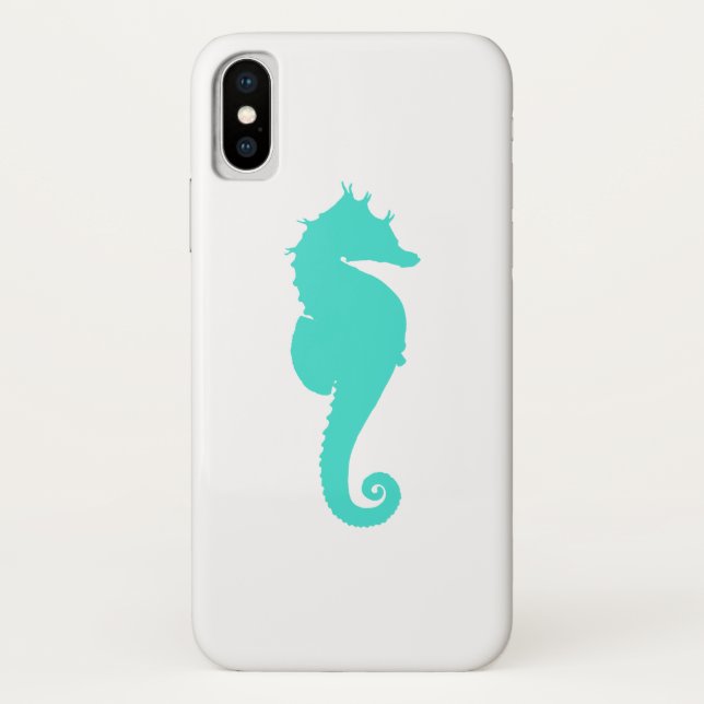 Coques Case-Mate iPhone Cheval Marin Turquoise sur Fond Blanc (Dos)