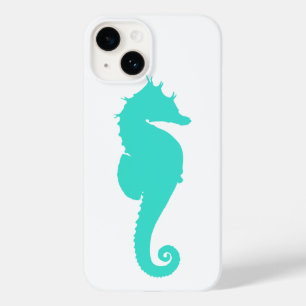 Coque Case-Mate iPhone Cheval Marin Turquoise sur Fond Blanc