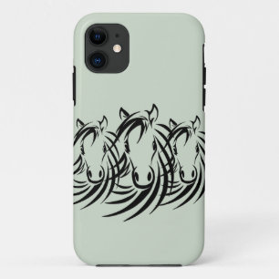 Case-Mate iPhone Case Cheval noir Têtes vert