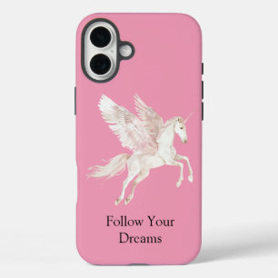 Coque Pour iPhone 16 Plus Cheval rose blanc rose pâle
