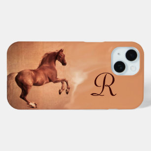 Coque Pour iPhone 15 CHEVAL ROUGE Antique Pink Monogramme