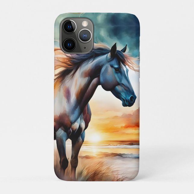 Coques Case-Mate iPhone Cheval sauvage sur dune herbeuse au coucher du sol (Dos)