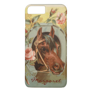 Coque iPhone 7 Plus Cheval vintage de châtaigne personnalisé