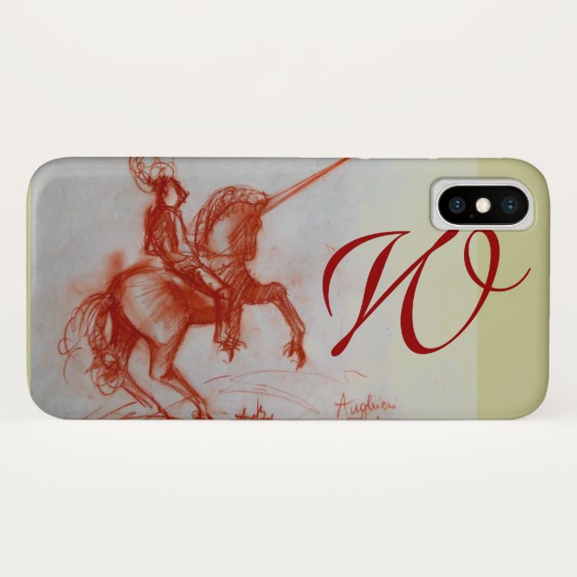 Coques Case-Mate iPhone CHEVALIER FLORENTINE SUR HORSEBACK monogramme (Dos (Horizontal))