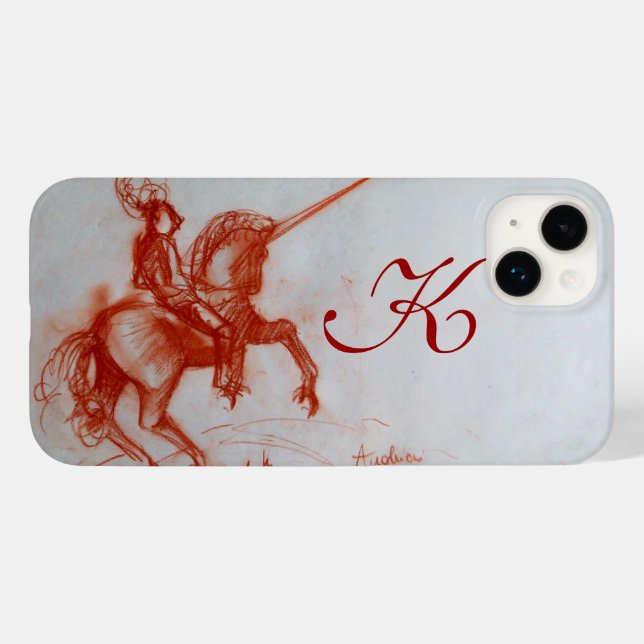 Coques Case-Mate iPhone CHEVALIER FLORENTINE SUR HORSEBACK Sepia Monogramm (Verso (horizontal))