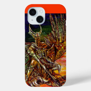 Coque Pour iPhone 15 CHEVALIER SOMBRE ET Imaginaire DRAGON