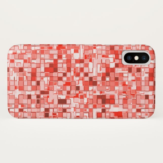 Coques Case-Mate iPhone Chevauchement de mini-carrés, tons de rouge ou de  (Dos (Horizontal))