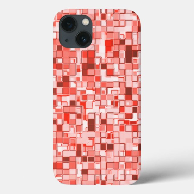 Coques Case-Mate iPhone Chevauchement de petits carrés, tons de rouge ou d (Verso)