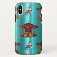 Chevaux de carrousel en bleu