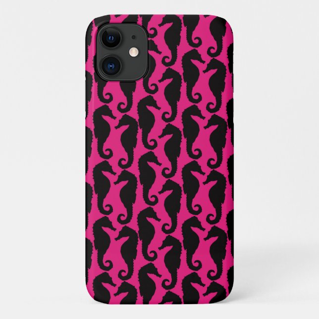 Coques Case-Mate iPhone Chevaux de mer tropicaux, Motif hippocampe - Noir  (Dos)