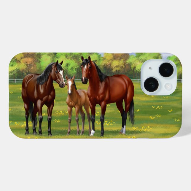 Coques Case-Mate iPhone Chevaux Du Quartier De La Baie Brown Dans Les Pâtu (Verso (horizontal))