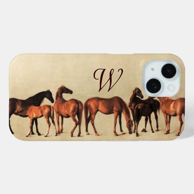 Coques Case-Mate iPhone CHEVAUX / MARES ET FOLS Monogramme (Verso (horizontal))