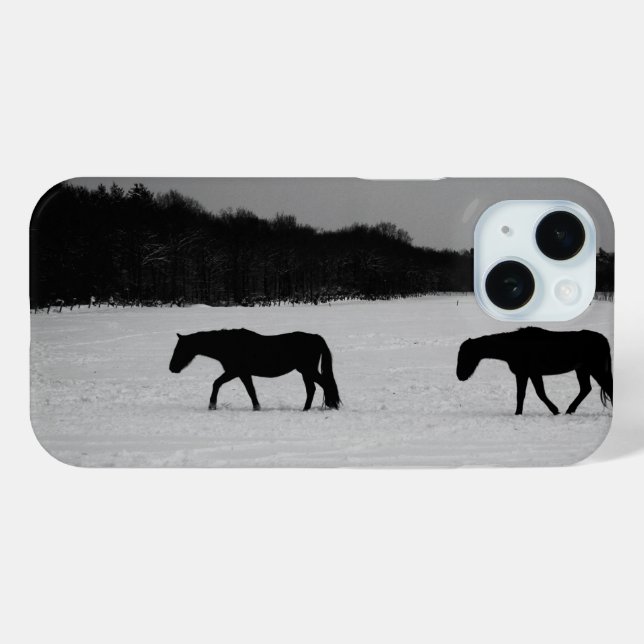 Coques Case-Mate iPhone Chevaux Sur L'Ipha De Neige (Verso (horizontal))