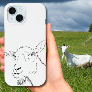 Coque Pour iPhone 15 Chèvre amusant Ligne élégante Dessin Animal Art De