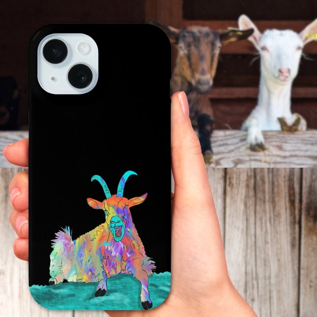 Coques Case-Mate iPhone Chèvre drôle à hurler (Funny screaming goat colorful farm animal art humor phone case)