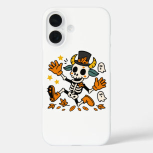 Coque Pour iPhone 16 Chèvre squelette fantomatique mignonne avec chapea