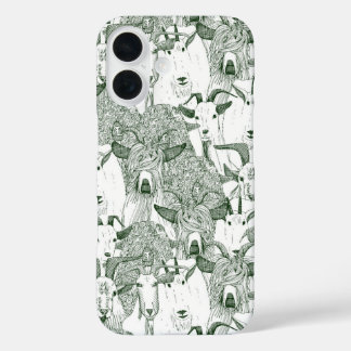 Coque Pour iPhone 16 chèvres seulement vert foncé