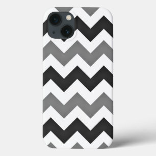 Etui iPhone 13 Chevron blanc et gris Zigzag