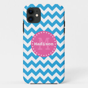 Etui iPhone Case-Mate Chevron bleu clair rose Zigzag Monogramme