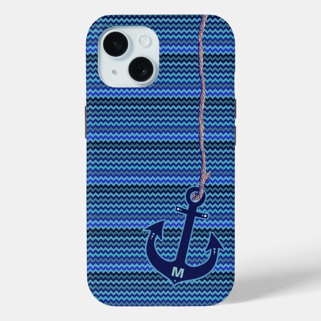 Coques Case-Mate iPhone chevron bleu marine ancre (Verso)