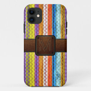 Coques Pour iPhone Chevron Bois Cuir Brown