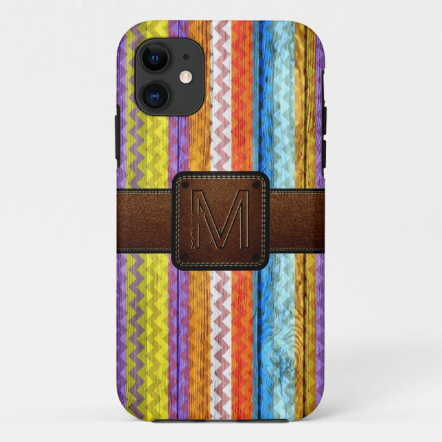 Coques Case-Mate iPhone Chevron Bois Cuir Brown (Dos)