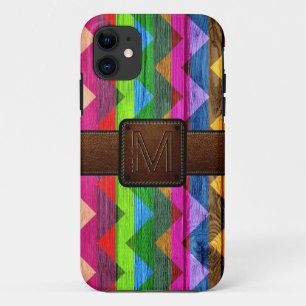 Coque Case-Mate Pour iPhone Chevron Bois Cuir Brown Look #4