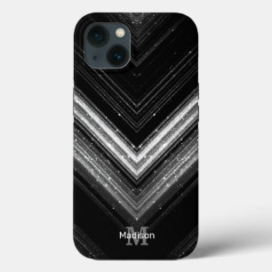 Case-Mate iPhone Case Chevron de galaxie noire en métal brillant